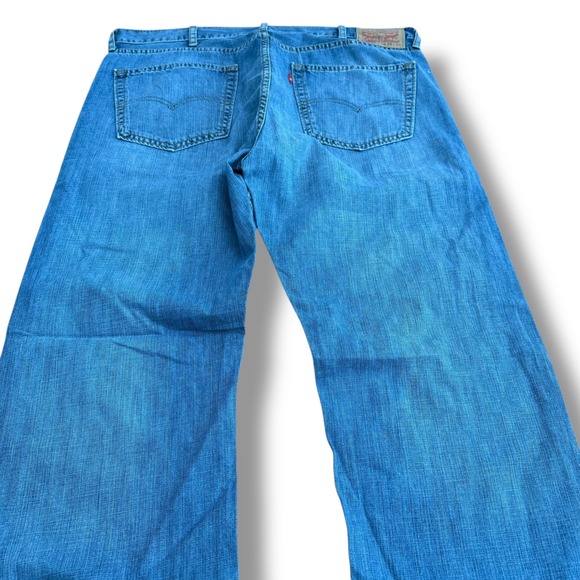 Levi Strauss & Co 505 Mens Jeans W38 L34 Regular Fit Light Wash Denim Blank Tab - Picture 3 of 11